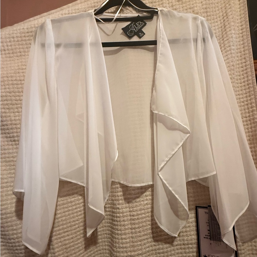 White Sheer Cascade Shrug